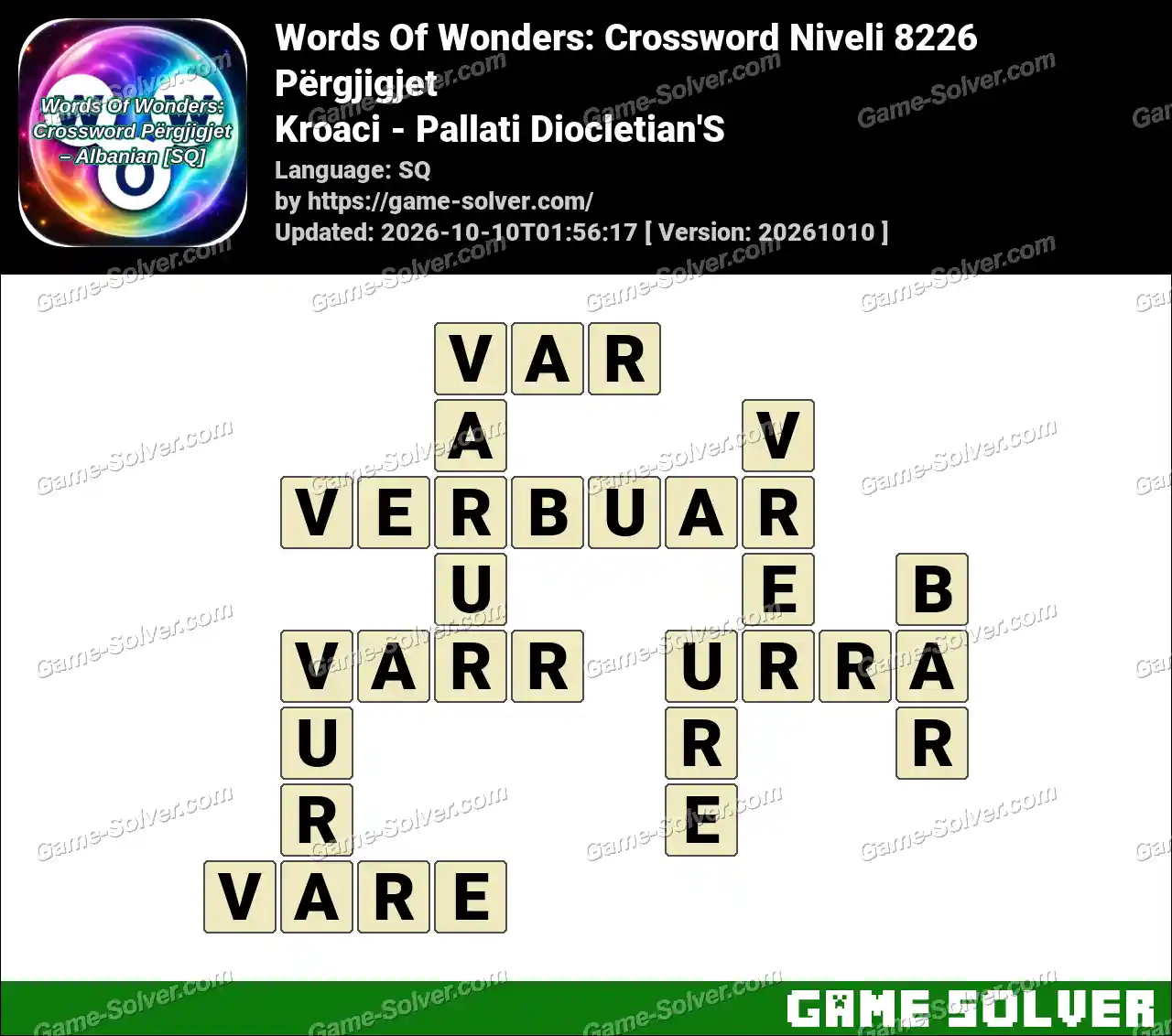 Words Of Wonders: Crossword Niveli 8226 Përgjigjet – Kroaci – Pallati Diocletian’S